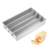 sdhiiolp Battenberg Cake Pan, Movable Squares Cake Trays, 10 x 6“ Non-Stick Cake Tin, Adjustable Cake Tins, Rectangular Cake Mould for Wedding Birthday Christmas, Commercial Weight Anodised Aluminium