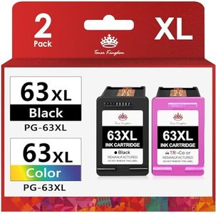 Toner Kingdom Remanufactured Ink Cartridge Replacement for HP 63 Ink 63XL for HP Envy 4520 Ink cartridges 4512 4516 Officejet 3830 4650 5255 5258 Deskjet 1112 Printer Ink(1 Black, 1 Tri-Color)