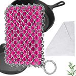 Cast Iron Skillet Cleaner - Chain Mail Scrubber Set for Cast Iron Cleaning, Iron Skillet Accessories 316 Stainless Steel Pan Scrubber Skillet Scraper Pot Cleaner Tool Kit for Dutch Oven Fry Pan Herda