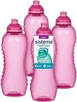 Sistema Twist 'n' Sip Squeeze Sports Water Bottles | Leakproof Water Bottles | 460 ml | BPA-Free | Recyclable with TerraCycle® | Pink | 4 Count