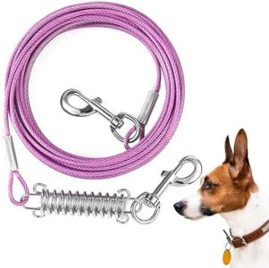 Mi Metty Tie Out Cable for Dogs,50FT Dog Leads with Swivel Hook and Shock Spring,Heavy Duty Dog Tie Out Cable for Large Dogs Up to 125lbs,Durable Dog Runner Tether Line for Outdoor,Yard