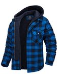 MAGCOMSEN Plaid Jackets for Men with Hood Fleece Jacket Flannel Jackets Padded Jacket Quilted Jacket Men Winter Coats for Men