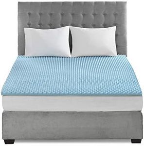 Sleep Philosophy Gel Memory Foam Mattress Protector Cooling Bed Cover Twin XL Blue