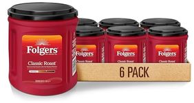 Folgers Classic Roast Medium Roast Coffee, Ground Coffee Canister, 816 g (Pack of 6)