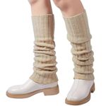 Mulor Wool Knit Leg Warmers for Women Knitted Legwarmers for Girls Ladies Calf Length or Knee High