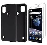 MISIDEHH MISIDE Compatible for ZTE Blade A7P Case,with ZTE Blade A7P Screen Protector.[3 in 1] [Scratch Resistant] Slim Fashion Soft TPU Shockproof Case + 9H Tempered Glass Screen Protector (Black)