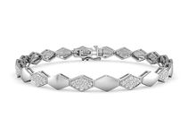 ORIONZ Honeycomb 925 Sterling Silver Bracelet for Women | Anti Tarnish 18k Gold Plated Bracelets with Cubic Zirconia Crystal Diamond | Gifts for Women & Girls |White