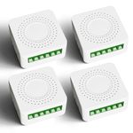 BSEED WiFi Smart Light Module 4 Pack, Smart Relay Switch with Remote and Voice Control, DIY Wall Switch Module, Works with Alexa/Google Home, 2.4GHz, 16A (NEUTRAL WIRE Required)