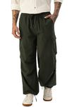 BENE KLEED Unisex Cotton Drawstring Over Dyed Cargo Parachute Trouser with Soft Hand Feel (Rosin_34 Size)