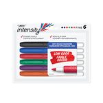 BIC Intensity Low odour Dry Erase Markers, Fine Tip, Assorted Colours, 6-Count Pack of Erasable Markers With Low-odour Ink for a Pleasant Writing Experience