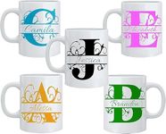 Personalised Initial Name Mug – Custom Printed Ceramic Coffee Cup – Perfect for Tea, Birthday, Wedding, Anniversary, Christmas, Xmas Gift – Stylish Mug for Men, Women, Kids, Teachers – 10oz