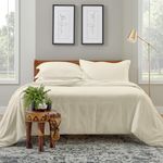 Cosy House Collection Luxury Duvet Cover Set 3-Piece - Blend of Rayon Derived from Bamboo - Ultra Soft Bedding - Zippered Comforter Protector, Includes 2 Pillow Shams (Full/Queen, Cream)