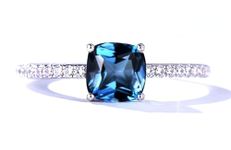 Created London Blue Topaz Ring Solid Sterling Silver 925, December birthstone, Promise Ring