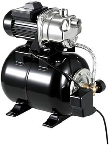 Powerful 1.6HP Shallow Well Pump with Pressure Tank, 1320GPH High Flow, 164ft Max Head, Stainless Steel Construction, Auto Pressure Switch - Ideal for Home/Farm/Garden/Yard Water Supply (Black)
