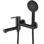 Kaphome Wall Mounted Bath Tub Faucet with Hand Shower Black Bathtub Faucet with Swing Spout Tub Filler