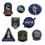 SpaceAuto Bundle 8 Pieces Iron on or Sew on Astronaut, NASA, Space Explorer, Airforce, Space Pilot, Special Forces, USA Astronaut, Planet Military Tactical Morale Badge Emblem Decorative Patches