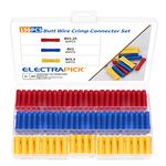 Electrapick 150Pcs Crimp Butt Connectors, Insulated Straight Electrical Connectors, Automotive Cable Crimp Terminals, Butt Splice Connectors(Blue/Red/Yellow)