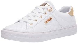 GUESS Women's Loven Sneaker, White, 8 M