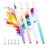 4pcs 2-in-1 Stylus Pens for Touch Screens, Double-Ended Tablet Stylus Pen for Touchscreen with High Precision Capacitive Stylus Pen for Touch Screen Devices Smartphones Tablets