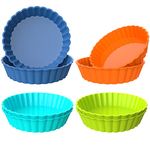 webake Tart Tins Mini Silicone Quiche Dishes 5 Inch 8 Pcs Round Fluted Flan Pan Pie Tin for Cheesecakes, Tarts, Quiches, Pies, Muffin Cakes