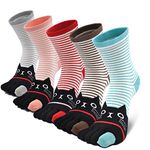 Women's Toe Sock Striped Ankle Five Finger Socks Athletic Toe Socks for Girls 4/5 Pairs