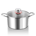 HaWare Stock Pot, 4.5L Tri-Ply Stainless Steel Soup Pot with Visible Lid, 22cm Large Cooking Pot for Induction/Electric/Gas/Ceramic, Healthy & Non Toxic, Easy Clean