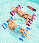 Gikvni 4 in 1 Inflatable Pool Float Swimming Pool Lounger Multi-Purpose Pool Hammock (Saddle Lounge Chair, Hammock, Drifter) Pool Raft Lake Floats for Water Fun Inflatable Float Bed (pack of 2)