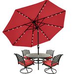 MASTERCANOPY Patio Umbrella with 32 Solar LED Lights for Outdoor Market Table -8 Ribs(9ft,Red)…