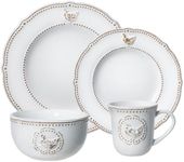 Pfaltzgraff Farmhouse Dinnerware Set (16 Piece), Blue, White