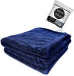 Large Microfiber Car Drying Towel 1300 GSM Double Twist Pile - Premium Auto Wash Towel for Cars Trucks SUV - Super Absorbent Detailing Cleaning Cloth 20x26'' Navy 1-Pack