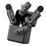 BOYA BY-V30 Combo Mini Wireless Lavalier Microphone for iPhone/Android/Camera/PC/Laptop with Lightning/USB-C/Plug, Noise Cancellation, 36H Battery for Video Recording, Streaming