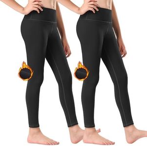Stelle Girl's Fleece Lined Leggings Youth High Waist Warm Winter Athletic Yoga Pants with Hidden Pocket (2Black,XL)