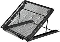 Halter Mesh Laptop Stand and Book Holder, Portable Book Stand for Reading, for Resting Laptop, Notebook, iPad, Tablet Adjustable, Collapsible, Ventilated (Black)