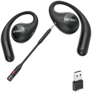 EMEET Airflow Open Ear Headphones with Mic, Zoom Certified,True Wireless Headsets with Detachable Microphone, ENC+VoiceCore 2.0 Noise Cancelling, Bluetooth 5.3,Multi-Point, Wireless Earbuds for Work