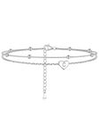 PROSILVER Sterling Silver Anklet with Initials Dainty Anklets for Women Initial Ankle Bracelet