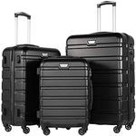 Coolife Luggage 3 Piece Set Suitcase Spinner Hardshell Lightweight TSA Lock, black, 20in24in28in, Luggage Spinner Suitcase 20 Inch 24 Inch 28 Inch