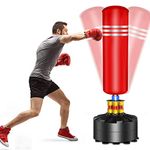 YOLEO Punching Bag Heavy Boxing Bag with Suction Cup Base - Freestanding Punching Bag for Adults Kickboxing Bags Kick Punch Bag (Red)