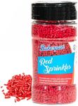 Bakerpan Red Jimmies Sprinkles - 6 Ounces Red Sprinkles for Cake Decorating - Edible Sprinkles for Cupcakes, Ice Cream, Cake Decorations (Made in USA)