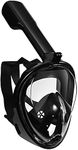 ECBUY Full Face 180° View with Anti-Fog and Anti-Leak Technology-Cutting-Edge Design Compatible Snorkel Mask- Panoramic Full Face Design See More (Black, Large/Extra Large)