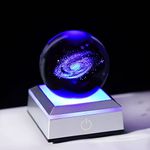 H&D Hyaline&Dora 60mm 3D Galaxy Crystal Clear Ball Multicolor Nightlight Decolamp,Glass Ball Paperweight Science Space Astronomy Universe Planet Cool Presents Fathers Kids Boys