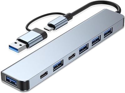 Aluminum 7 in 1 USB C Hub with USB 3.0, USB 2.0 Ports for MacBook Pro Air and More Devices(7 in 1-Port)