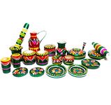 CRAFT HAND® Eco Friendly Handmade Wooden Kitchen Play Set for Boys and Girls 20 Pcs Pack (Green)