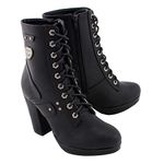 Milwaukee Leather MBL9418 Women's Black Lace-Up Fashion Boots with Studded Accents and Platform Heel - 9