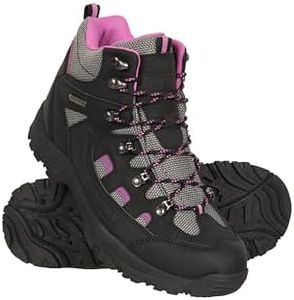 Mountain Warehouse Adventurer Womens Boots - Waterproof Rain Boots, Synthetic & Textile Walking Shoes, Added Grip Ladies Shoes - for Spring, Summer, Hiking & Trekking, Black, 9 US