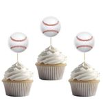 Party Go 24 Pack Baseball Cupcake Baseball Cupcake Picks Sports Baseball Cake Toothpicks Sports Balls Cake Decor for Birthday Baby Shower Sports Ball Theme Party Decor Supplies