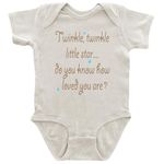 Apericots Baby Short Sleeve Bodysuit, 100% Cotton: Twinkle, Twinkle Little Star, Do You Know How Loved You are? (0-18 months), Cream, 6 Months