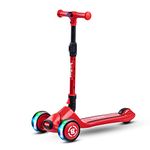 Baybee Dusty Kick Scooter for Kids, 3 Wheel Foldable Kids Scooter with 3 Height Adjustable Handle, Runner Scooter with Music & LED PU Wheels | Skate Scooter for Kids 3-12 Years Boy Girl (Enzo Red)