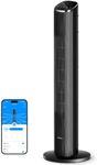 GoveeLife Black Tower Fan for Bedroom, 36" Smart Floor Fan with App/Voice Control, Temperature Sensor, 5 Modes 8 Speeds(25ft/s), 29dB Quiet Oscillating Fan for Office, 24H Timer, Auto Cooling