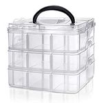 Kurtzy 3-Tier Craft Storage Box with 18 Compartments - Plastic Organiser Box for Medicine, Craft Supplies, Beads, Jewellery, Lego and Hair Accessories