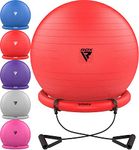 RDX Exercise Ball Chair with Resistance Band Stability Base Ring Quick Pump, Anti-Burst PVC Swiss Ball Yoga Pilates Fitness Balance Handles Birthing Pregnancy Gym Home Workout Training Support 250kgs